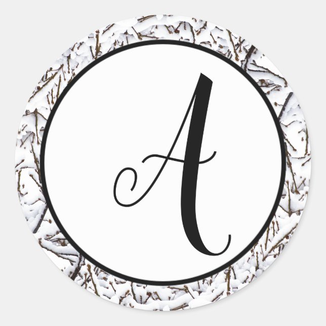 Winter Snow Initial - Circle Sticker (Front)