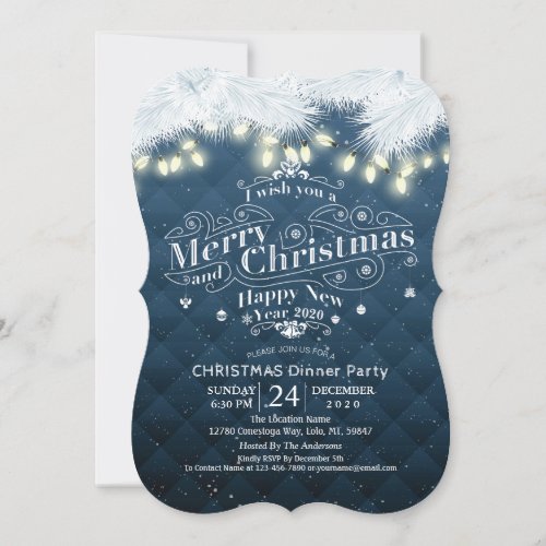 Winter Snow land Christmas  New Year Dinner Party Invitation