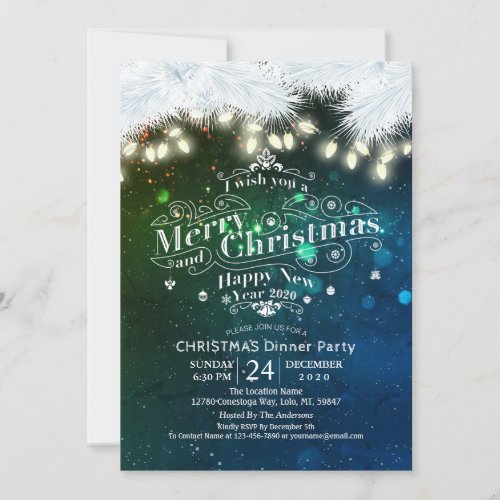 Winter Snow land Christmas  New Year Dinner Party Invitation