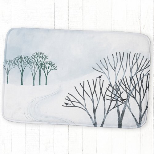 Winter Snow Landscape Art Bath Mat