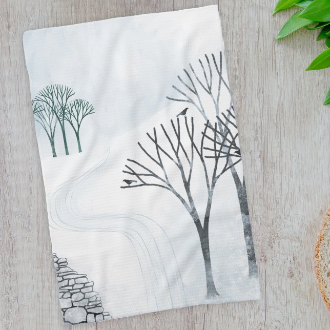 Winter Snow Landscape Art Kitchen Towel (Creator Uploaded)