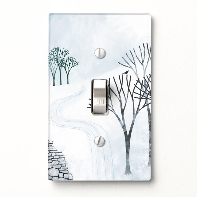 Winter Snow Landscape Art Light Switch Cover (Snow and trees winter landscape art light switch cover plate)