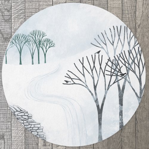 Winter Snow Landscape Art Rug