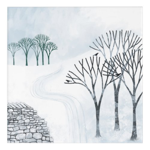 Winter Snow Landscape Painting Acrylic Print