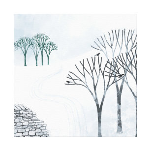 Winter Snow Landscape Painting Canvas Print
