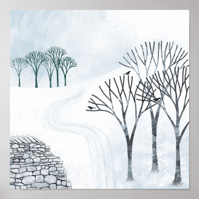 Winter Snow Landscape Painting Poster (Front)