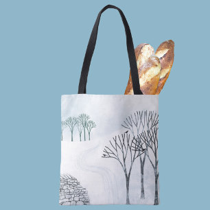 Winter Snow Landscape Painting Tote Bag