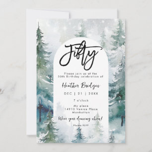 Winter snow lanterns 50th birthday party invitation