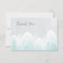 WInter Snow Light Blue Baby Shower Thank You Card