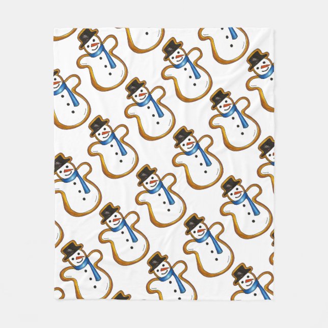 Winter Snow Man Snowman Christmas Hanukkah Holiday Fleece Blanket (Front)