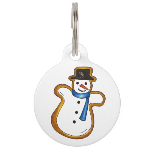 Winter Snow Man Snowman Sugar Cookie Dog Pet Tag