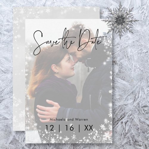 Winter Snow Modern Photo Wedding Save The Date