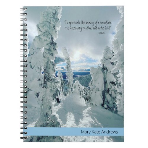 Winter Snow Mountain Blue Spiral Photo Notebook