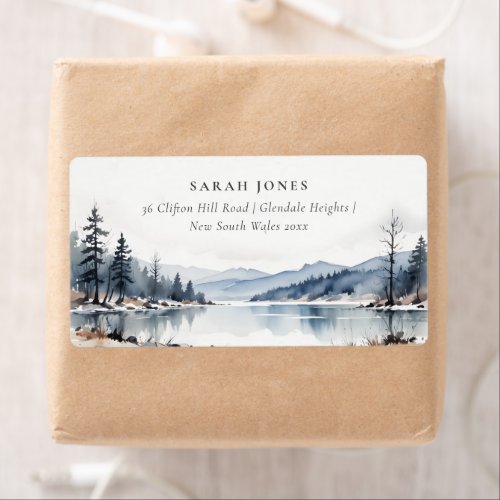 Winter Snow Mountain Lake Landscape Address Label