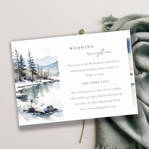 Winter Snow Mountain Lake Wedding Reception Enclosure Card