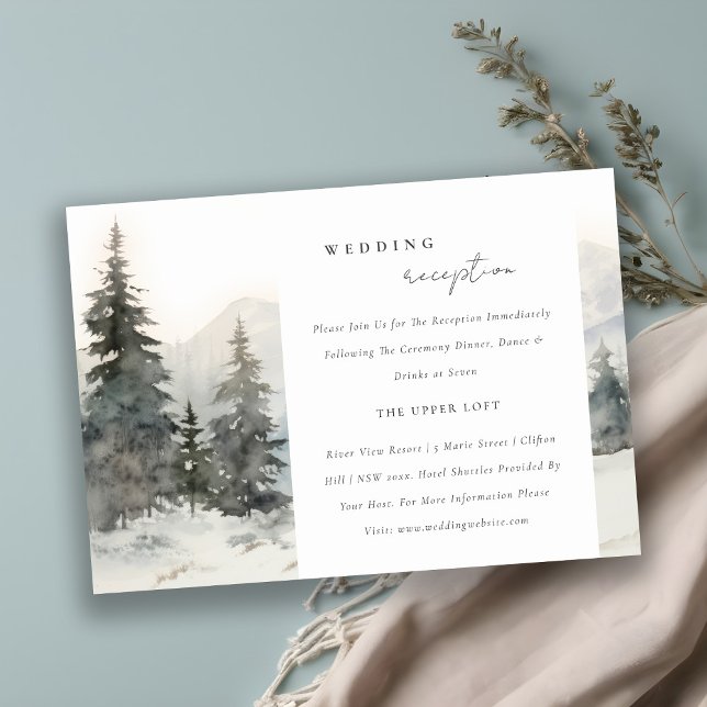 Winter Snow Mountain Landscape Wedding Reception Enclosure Card (Creator Uploaded)
