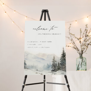 Winter Snow Mountain Landscape Wedding Welcome Foam Board