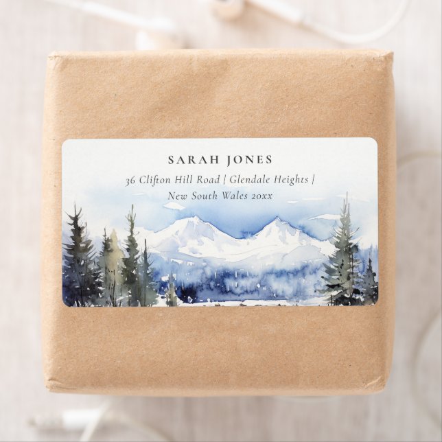 Winter Snow Mountain Ski Landscape Address Label (Insitu)