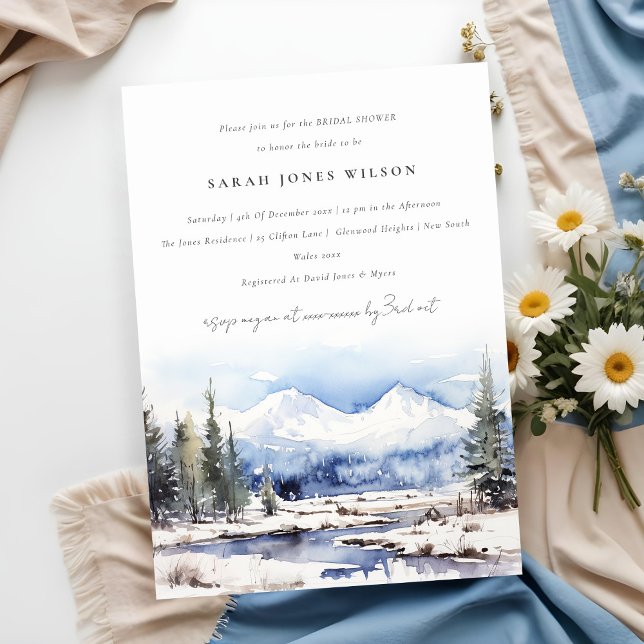 Winter Snow Mountain Ski Landscape Bridal Shower Invitation (Creator Uploaded)