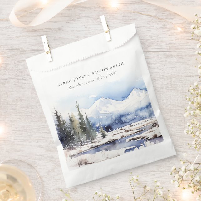 Winter Snow Mountain Ski Landscape Wedding Favor Bag (Clipped)