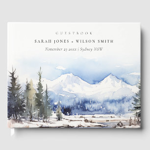 Winter Snow Mountain Ski Landscape Wedding Guest Book