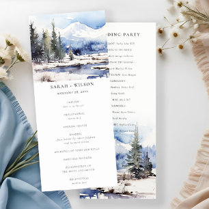 Winter Snow Mountain Ski Landscape Wedding Program