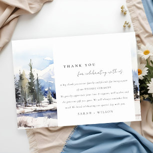 Winter Snow Mountain Ski Landscape Wedding Thank You Card