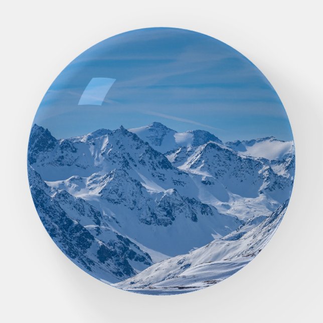 Winter Snow Mountains Dome Paperweight (Front)