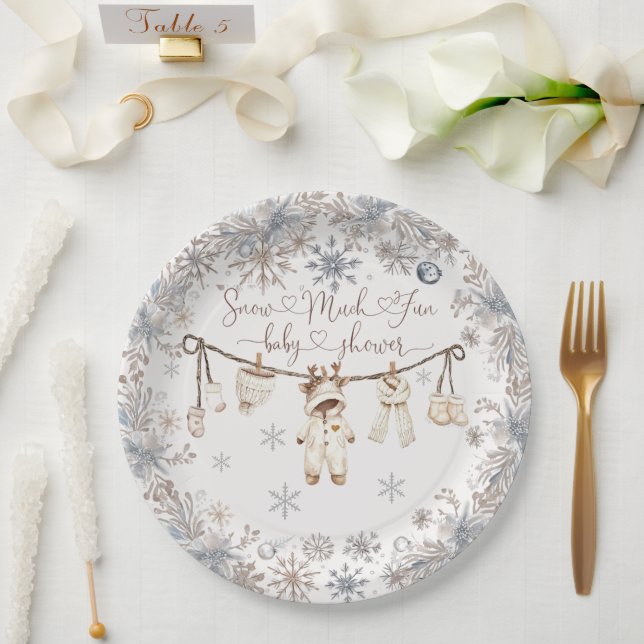 Winter Snow Much Fun Baby Shower Paper Plates (Wedding)