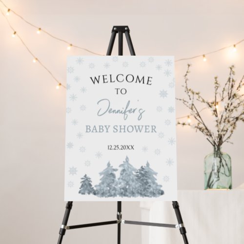 Winter snow neutral baby shower welcome sign board