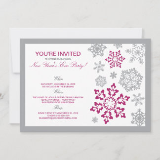 Winter Snow New Year's Eve Party Invitation (pink)