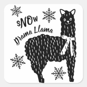 Winter Snow No Drama Llama Square Sticker