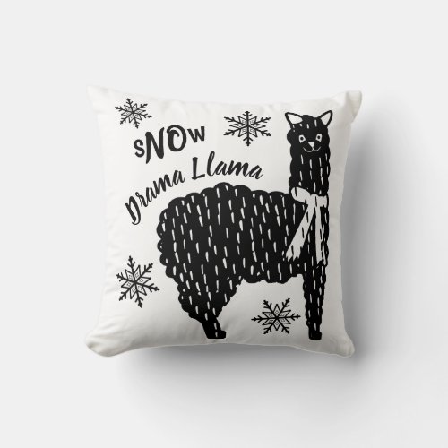 Winter Snow No Drama Llama Throw Pillow