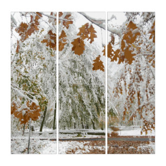 Winter snow on the way triptych
