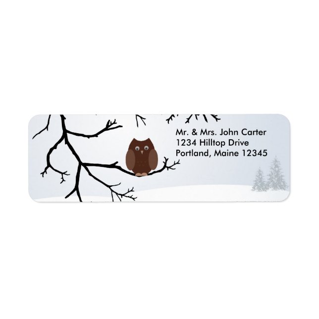 Winter Snow Owl Address Labels (Front)