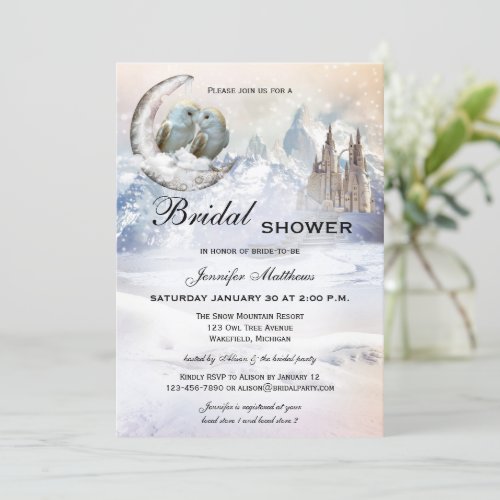 Winter Snow Owl Bridal Shower Invitation