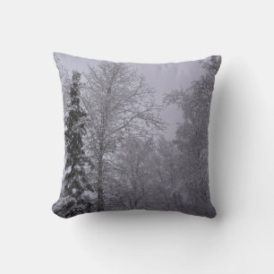 Winter Snow Park Snowfall Arctic Art Tree Branches Throw Pillow
