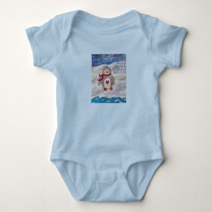 Winter Snow Penguin Baby Bodysuit