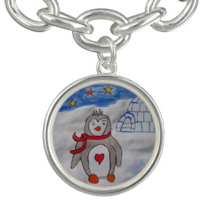 Winter Snow Penguin Charm Bracelet