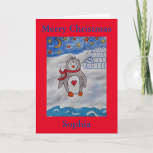 Winter Snow Penguin Christmas Card