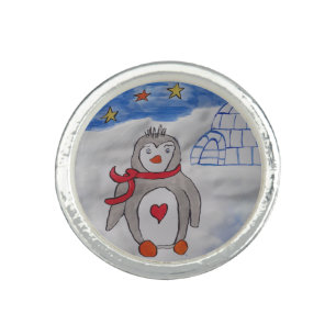 Winter Snow Penguin Ring