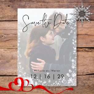 Winter Snow Photo Wedding Save the Date Postcard