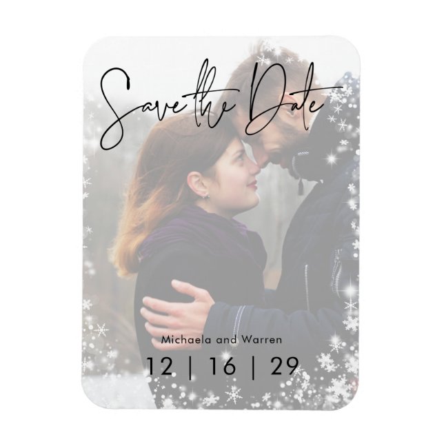 Winter Snow Photo Wedding Save the Date Postcard Magnet (Vertical)