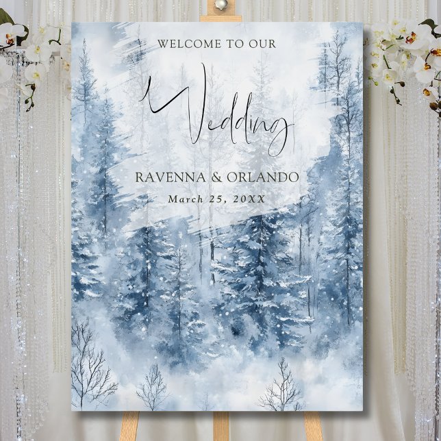 Winter Snow Pine Tree Forest Mountain Wedding Foam Board (Creator Uploaded)