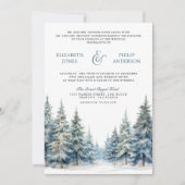 Winter Snow Pine Tree Forest Photo QR Code Wedding Invitation | Zazzle