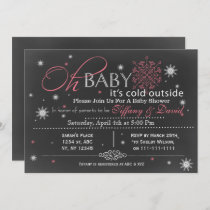 Winter Snow pink Couple's Baby shower Invitation