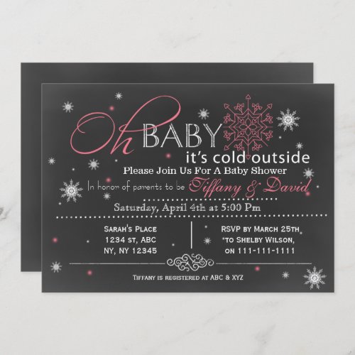 Winter Snow pink Couples Baby shower Invitation