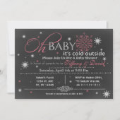 Winter Snow pink Couple's Baby shower Invitation (Front)