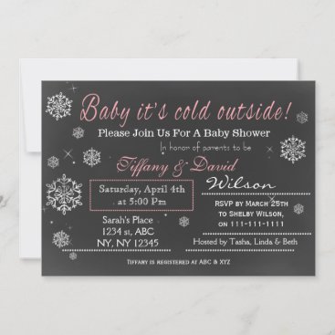 Winter Snow pink Couple's Baby shower Invitation
