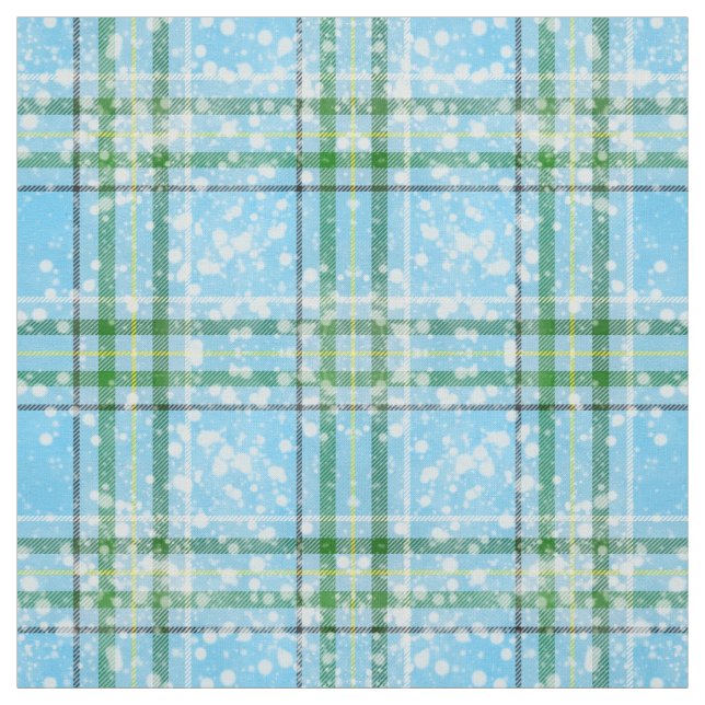 Winter Snow Plaid Tartan Design  Fabric (Swatch)